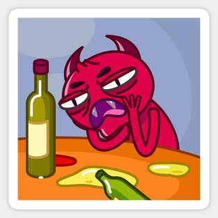 The Red Devil is a drunkard Sticker